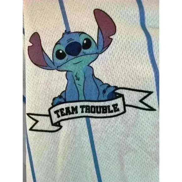 Disney Lilo & Stitch Unisex Blue Striped Baseball Jersey Size L - Picture 13 of 15